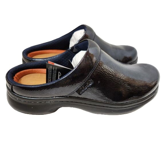 Clarks Pro Clog Women's Size 11 Navy Patent - Picture 1 of 9